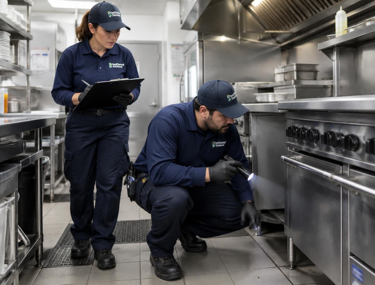 Quikrr team inspecting a commercial kitchen in Pune for pest activity